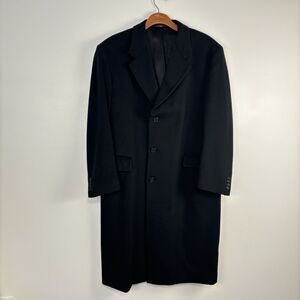 VTG Loro Piana 100% Lambswool Overcoat Men 42R ? Black The Young Men's Shop USA